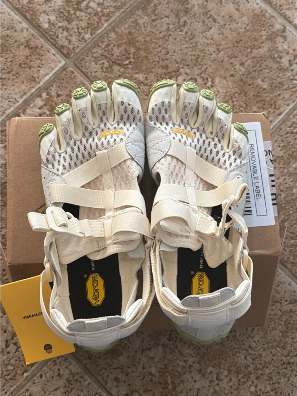 Vibram Women’s Cream and Light Green FiveFingers Hiking Shoes